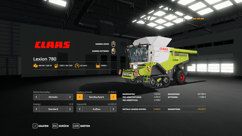 Claas Lexion 780 With Capacity Selection And Cutters V11 Fs19 Mod Mod For Farming Simulator 4676