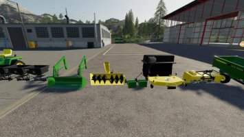 John Deere 332 Lawn Tractor with Lawn Mower and Garden Tractor Implements V2