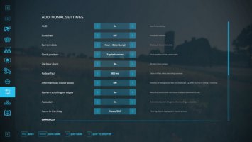 Additional Game Settings fs22