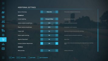 Additional Game Settings FS22