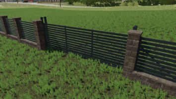 Rustic Brick And Metal Fence fs22