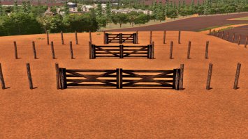 Barbed Wire Fence And Wooden Gate FS22