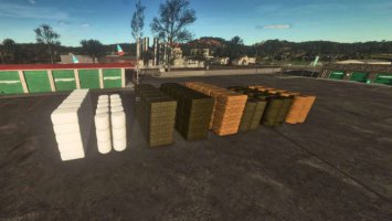 Large stack of purchasable square or round bales