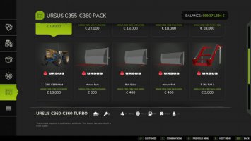 Ursus C355/C360 4×4 Pack FS25