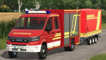 MAN TGE TSF-W Truck & Stema Trius Firefighter Trailer v1.0 fs25