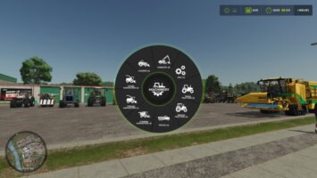 Menu wyboru maszy w postaci koła