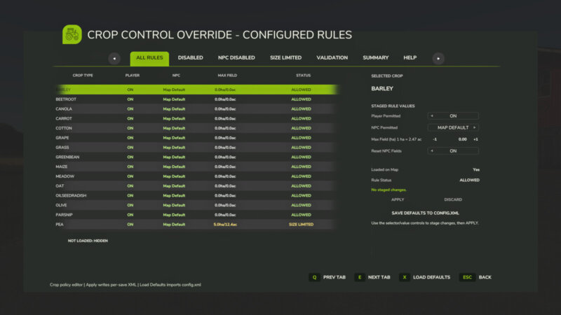 Crop Control Override FS25